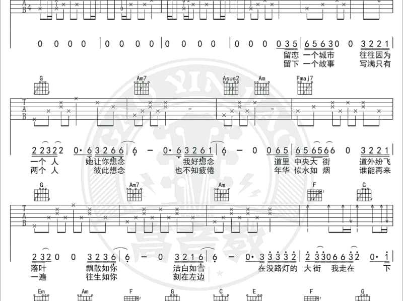 《河滨公园》吉他谱_李琦