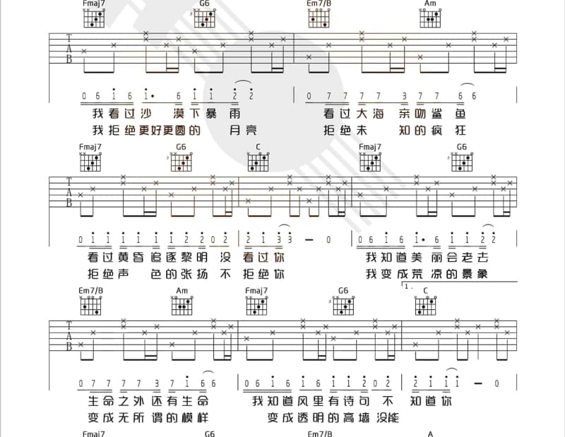 《华丽冒险》吉他谱_闪亮三姐妹