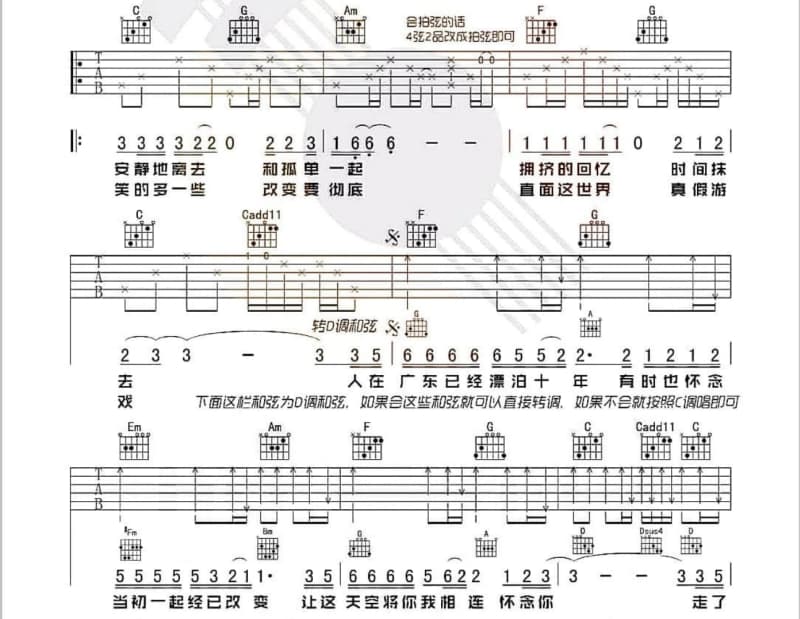 《失忆》吉他谱_孙紫涵/阿琴