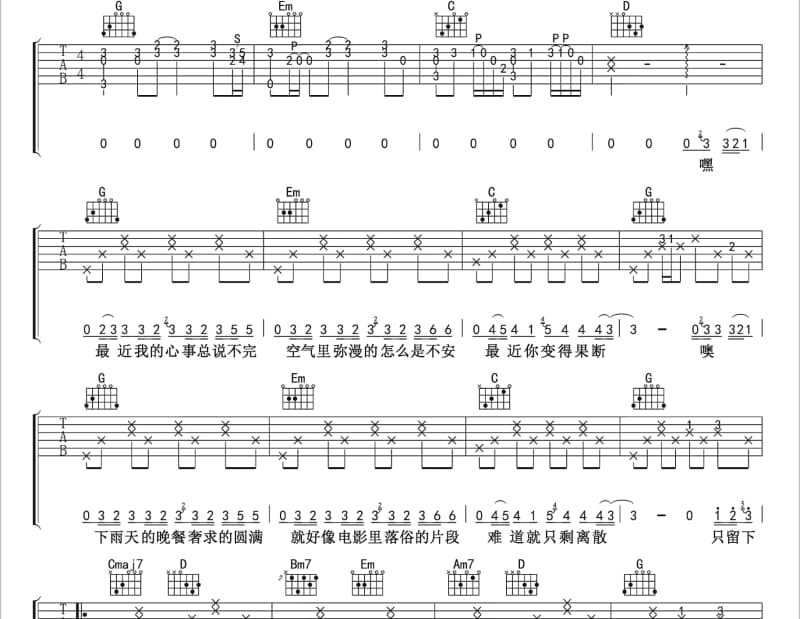 《讲不出的告别 + 2002年的第一场雪》吉他谱_谭咏麟