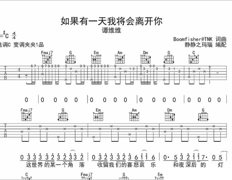 《莫名的泪》吉他谱_谭咏麟