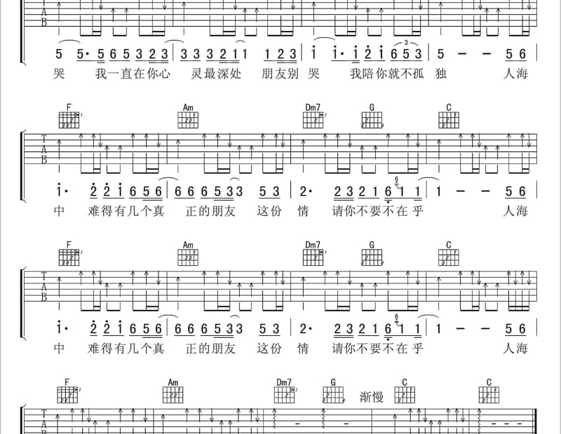 《姐姐妹妹站起来》吉他谱_陶晶莹