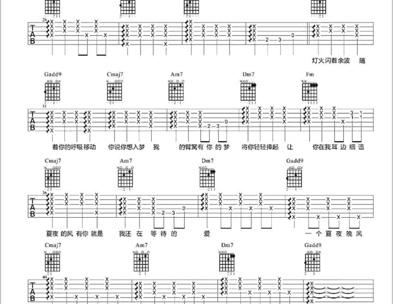 《天空不要为我掉眼泪》吉他谱_陶晶莹