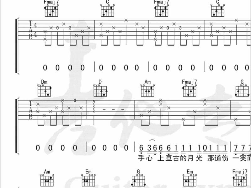 《爱情盲区》吉他谱_白天