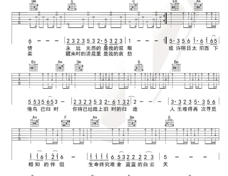 《给妳们Dear ALL》吉他谱_万芳