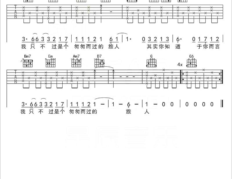 《江城子》吉他谱_王三溥