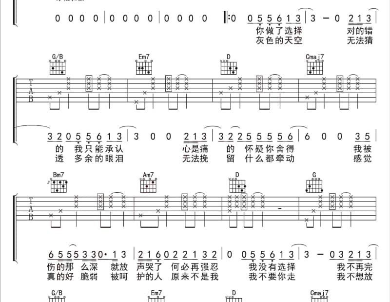 《抱着你哭》吉他谱_王心凌