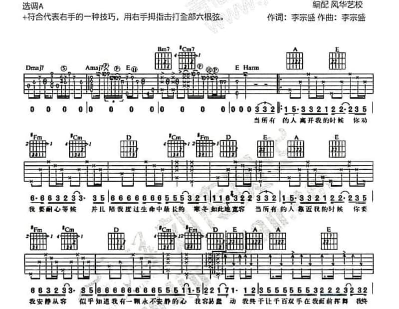 《生下去活下去》吉他谱_未卜乐队