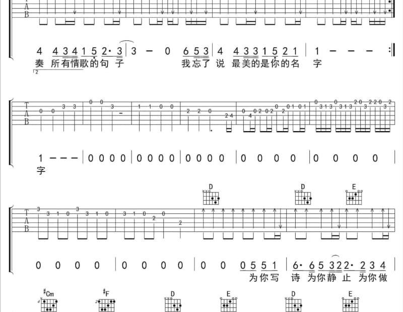 《四季歌》吉他谱_戏班