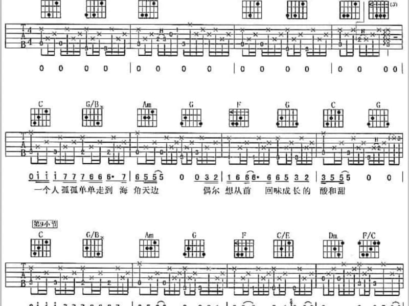 《我们还可以思念多久》吉他谱_白天