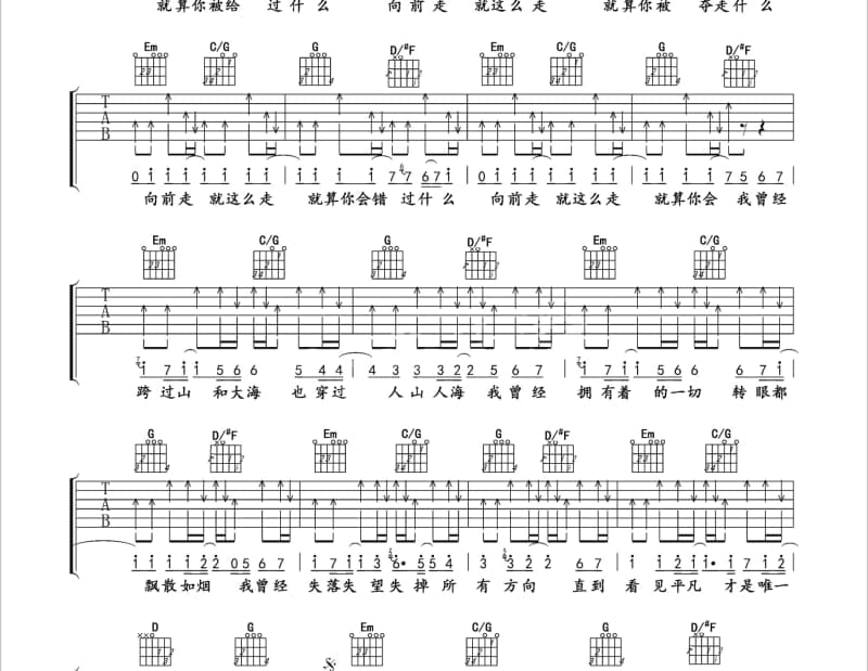 《Blowing In The Wind》吉他谱_小娟＆山谷里的居民