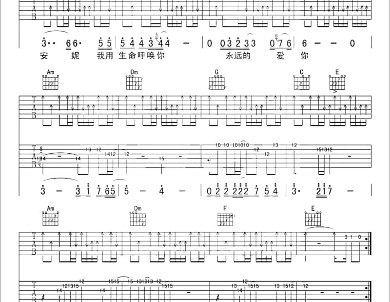 《一厢情愿》吉他谱_谢霆锋