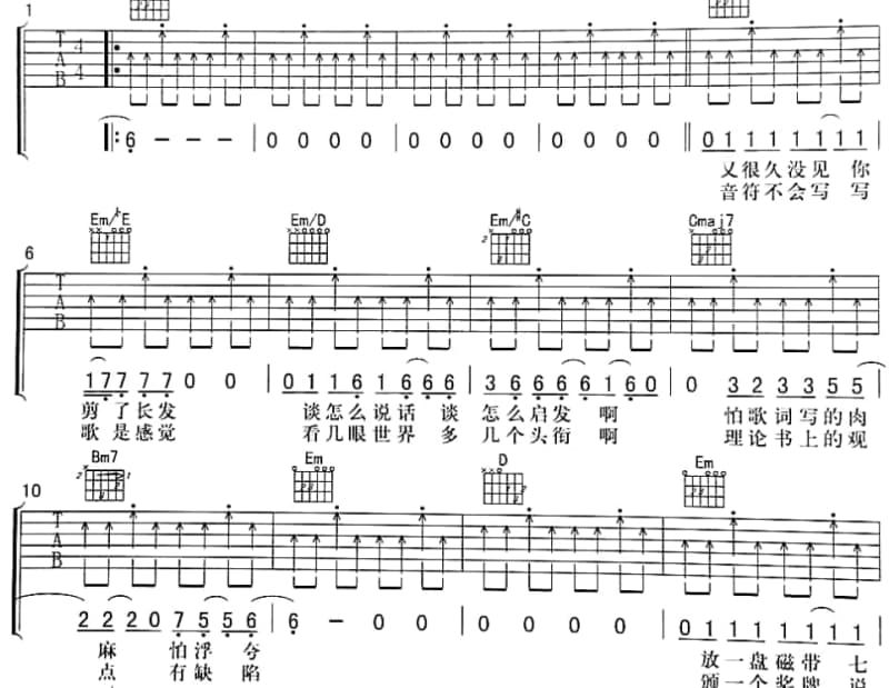 《庸人》吉他谱_谢霆锋