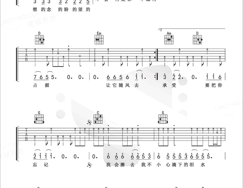 《忘了说爱你》吉他谱_许仁杰
