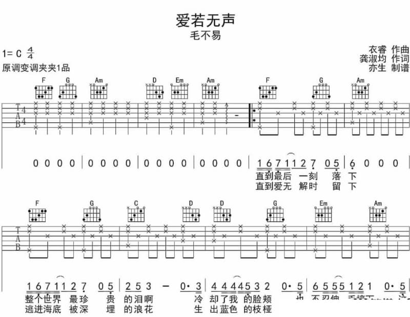 《只说给你听》吉他谱_许茹芸