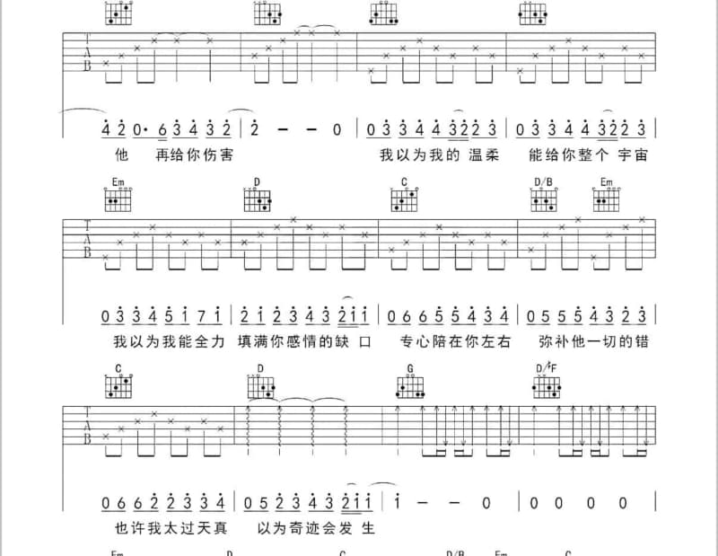 《美丽的故事》吉他谱_蔡秋凤