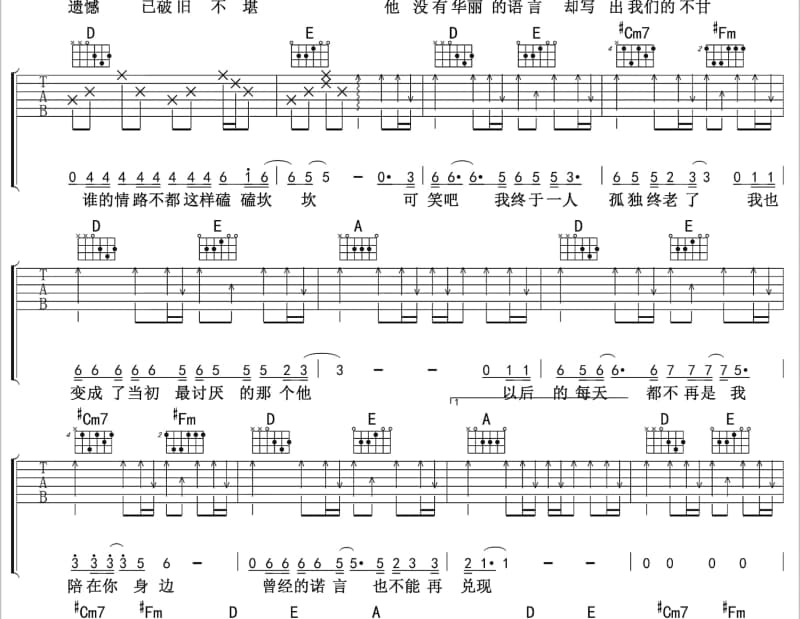 《约定》吉他谱_杨曼莉