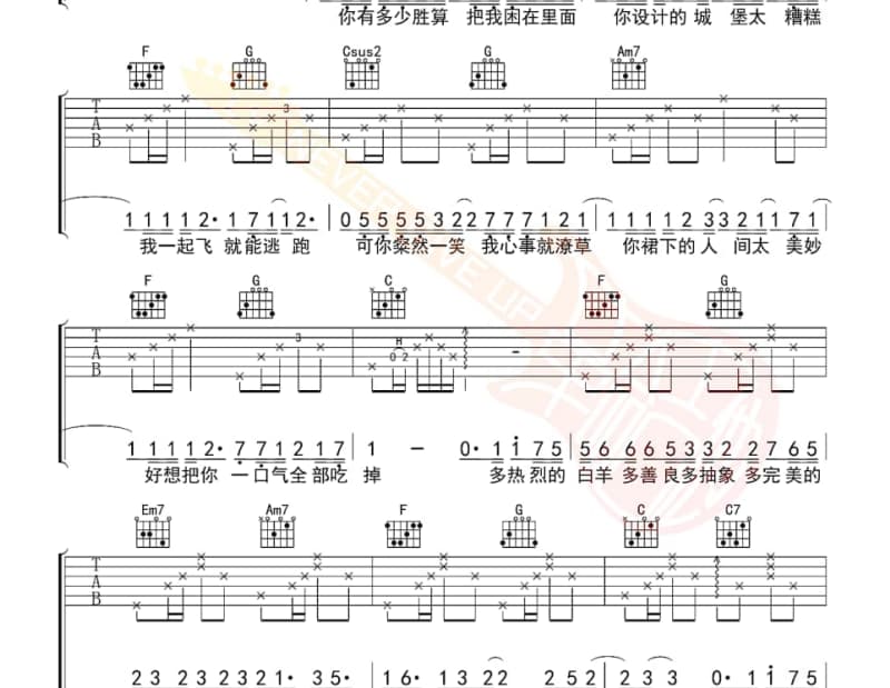 《太骄傲》吉他谱_杨乃文