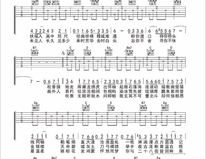 《完美世界》吉他谱_杨培安