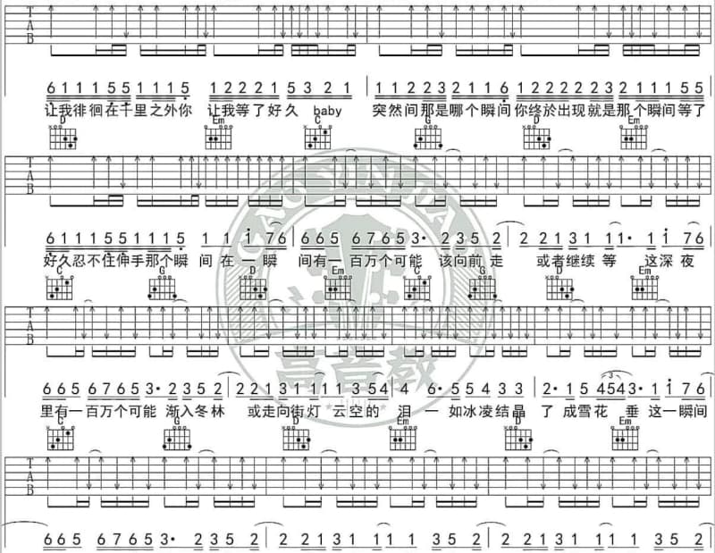 《说我爱你》吉他谱_杨茜茜