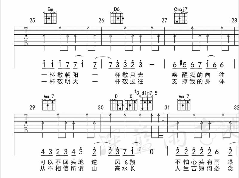 《四月的樱花》吉他谱_李雨婷
