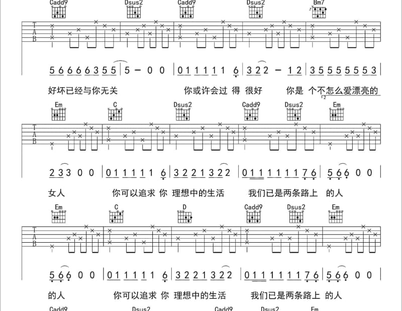 《没有心情哭》吉他谱_叶佩雯