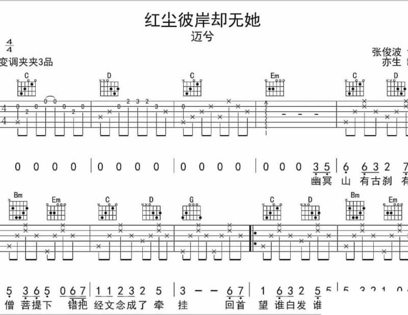 《阴晴不定》吉他谱_蔡晓妮