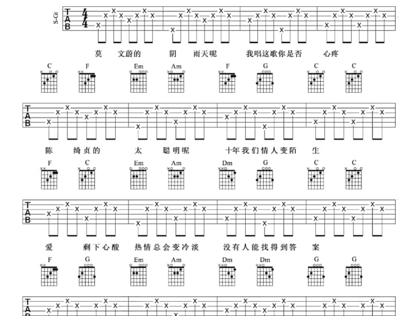 《巴不得》吉他谱_泳儿