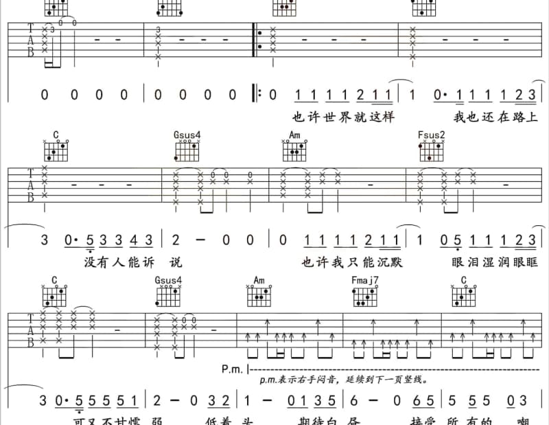 《世事多变》吉他谱_蔡幸娟