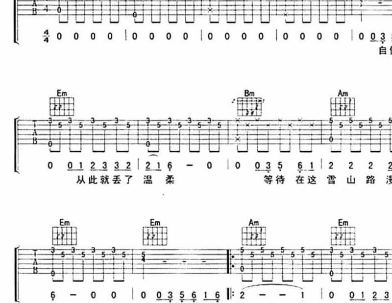 《扪心自问》吉他谱_余天