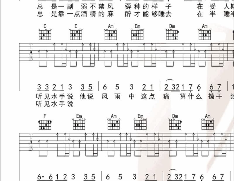 《黑色的沙滩》吉他谱_庾澄庆