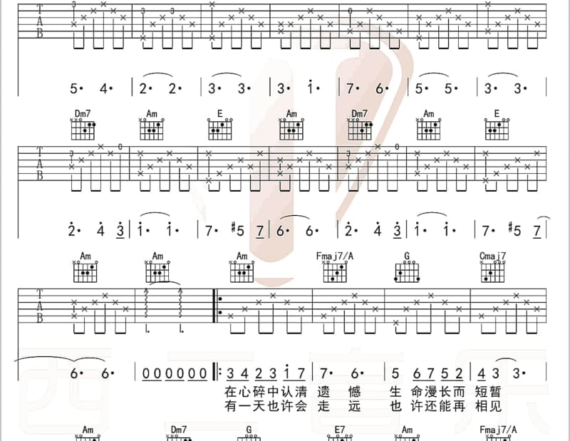 《街上遇见你》吉他谱_张艾嘉
