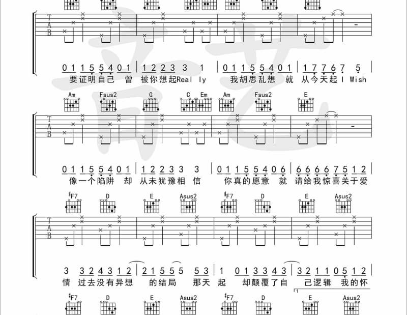 《日不落》吉他谱_蔡依林