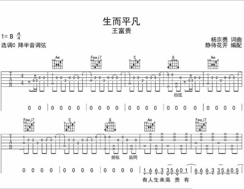 《鲜花满楼》吉他谱_张德兰