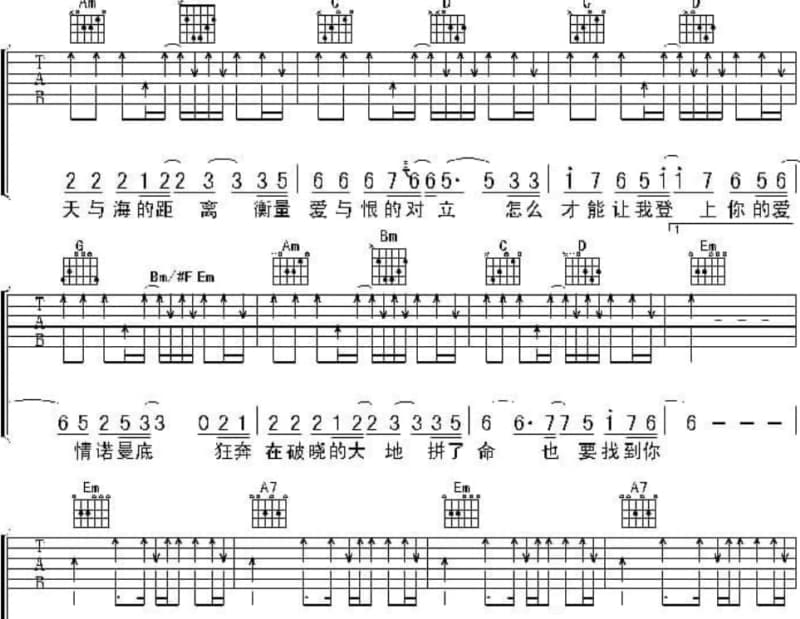 《天空》吉他谱_蔡依林