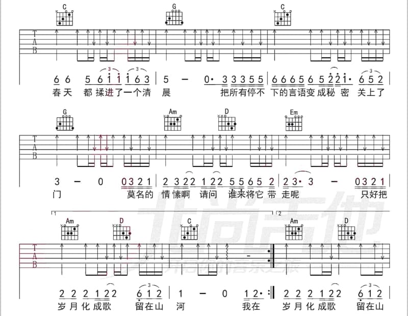 《平静曲》吉他谱_张栋梁