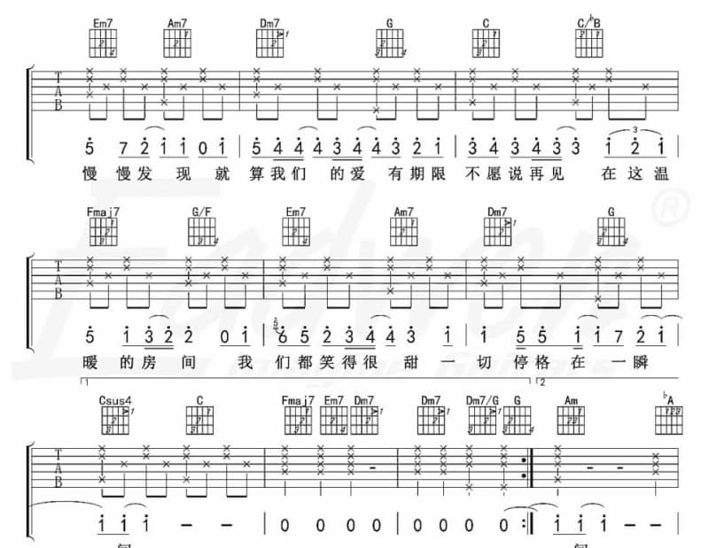 《听见海哭的声音》吉他谱_张可逸