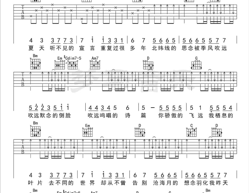 《月光鱼》吉他谱_张清芳