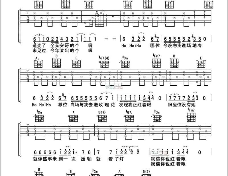 《分手那一个晚上》吉他谱_张心杰
