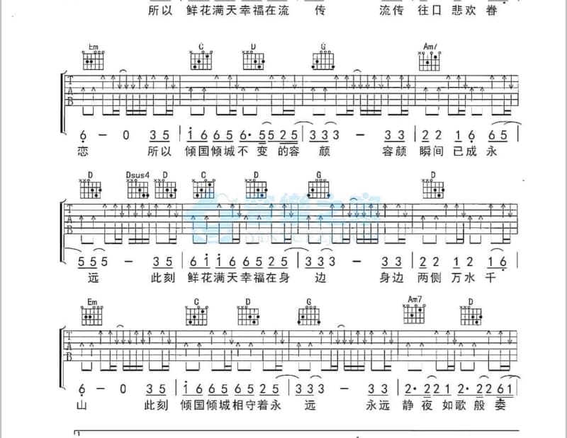 《仰望》吉他谱_张宇