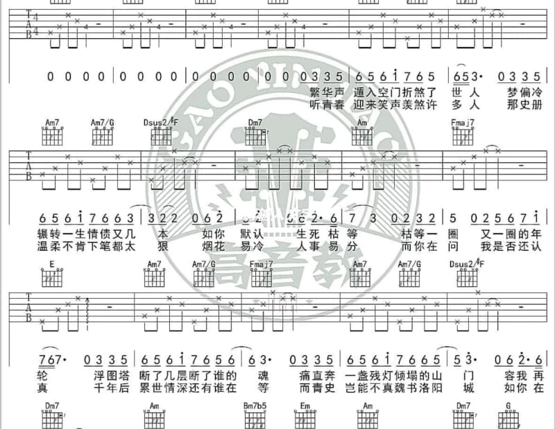 《湖心草深长》吉他谱_张雨生
