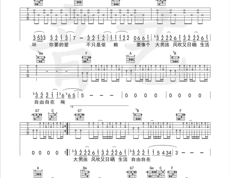 《就让这首歌》吉他谱_张震岳