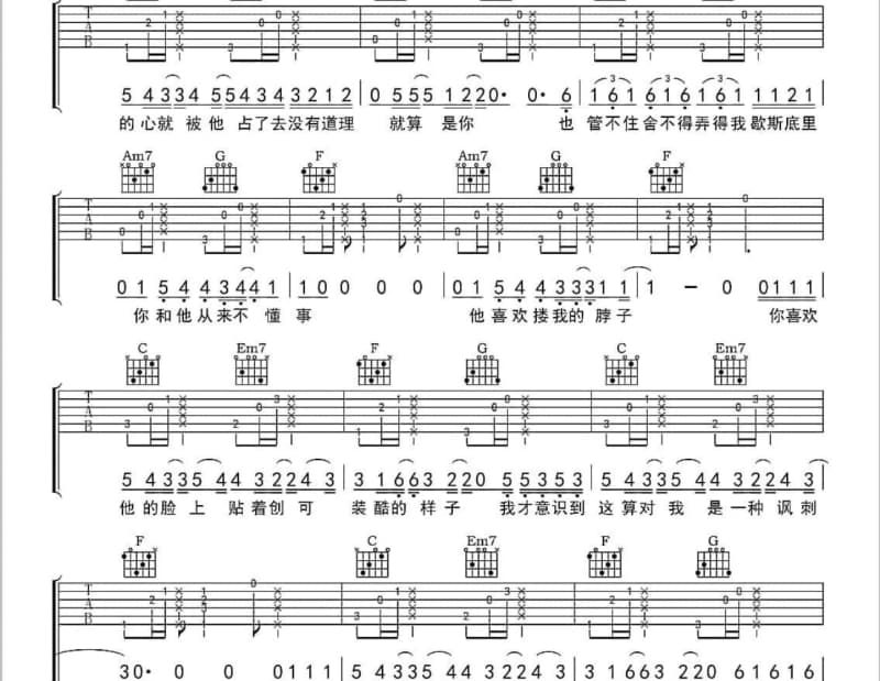 《跑车与坦克》吉他谱_张震岳