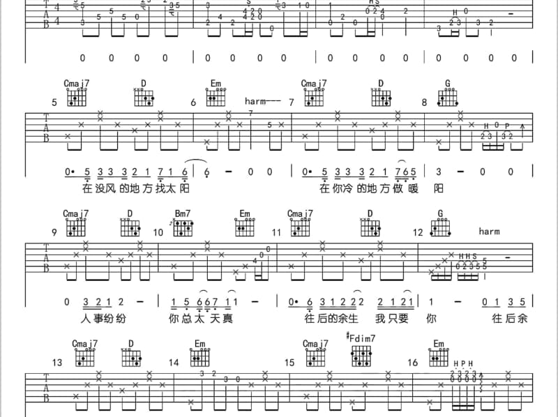 《伤》吉他谱_郑秀文