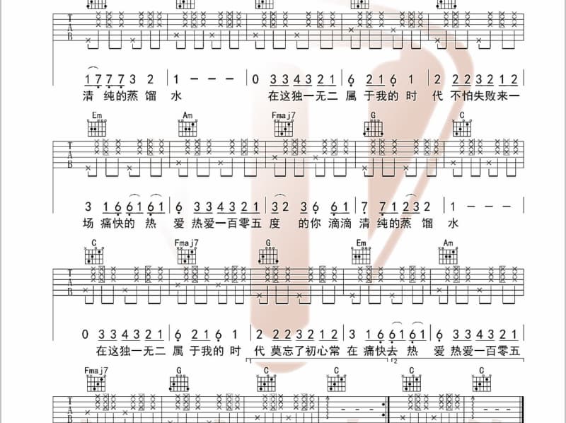 《千年·一抹红》吉他谱_曾静玟
