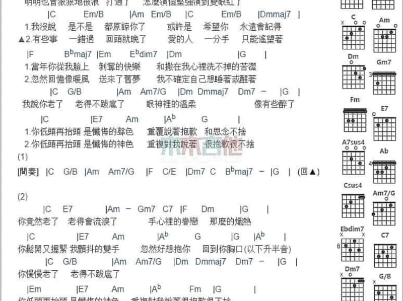 《想爱你》吉他谱_郑中基