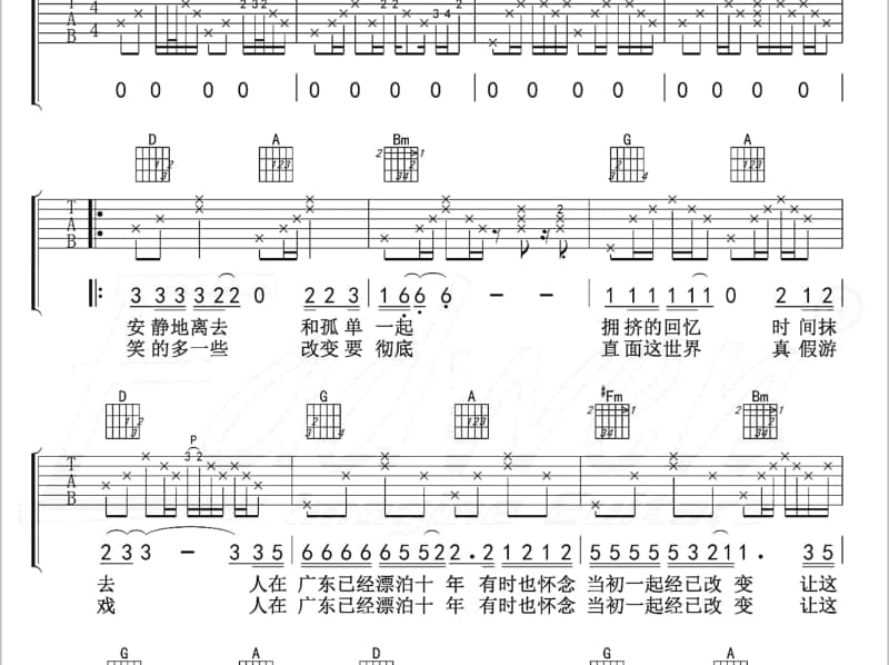 《岁月的酒》吉他谱_曾淑琴