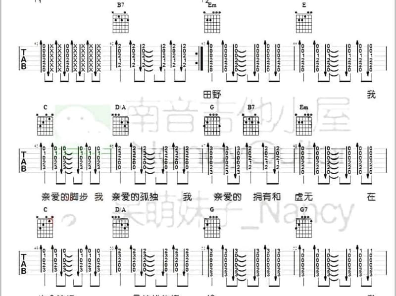 《蝴蝶落叶》吉他谱_周子寒