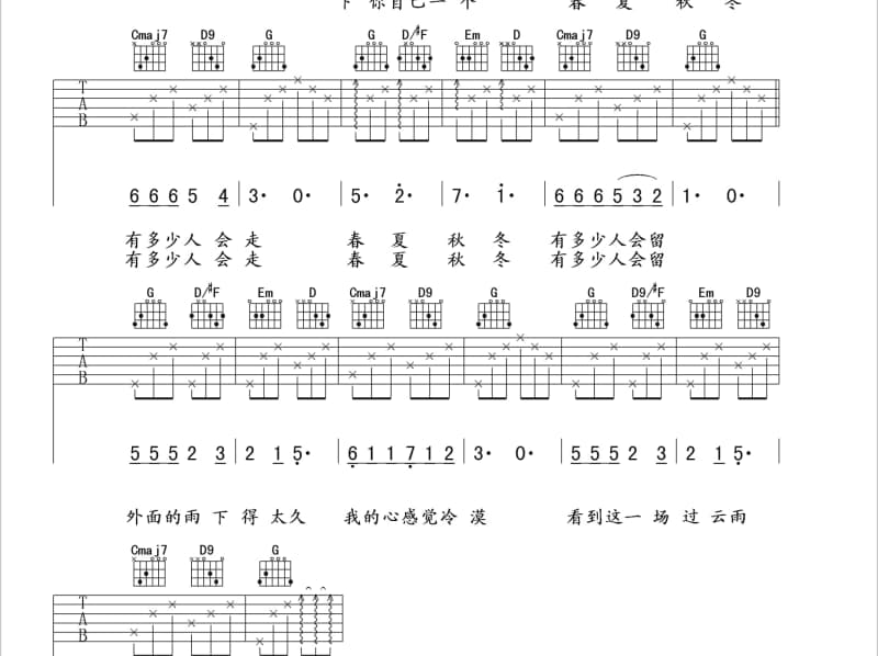 《堕落》吉他谱_梁铭琛