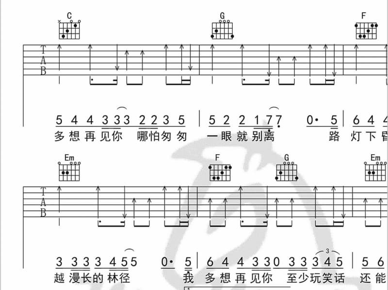 《等 陈百强》吉他谱_陈百强